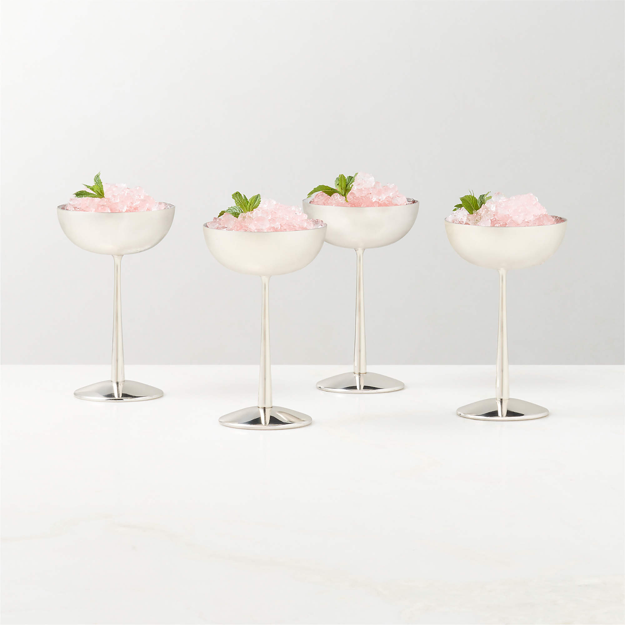 Emporia Brass-Plated Coupe Glasses Set of 4 + Reviews | CB2 | CB2