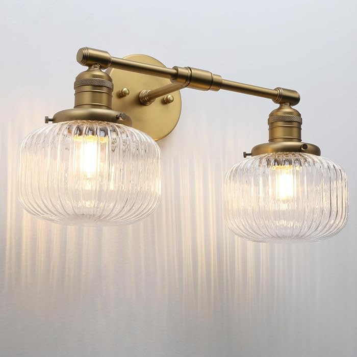Phansthy Vintage Hardwired Sconces Wall Lighting, Bathroom Vanity Light Fixtures Antique Brass, M... | Amazon (US)