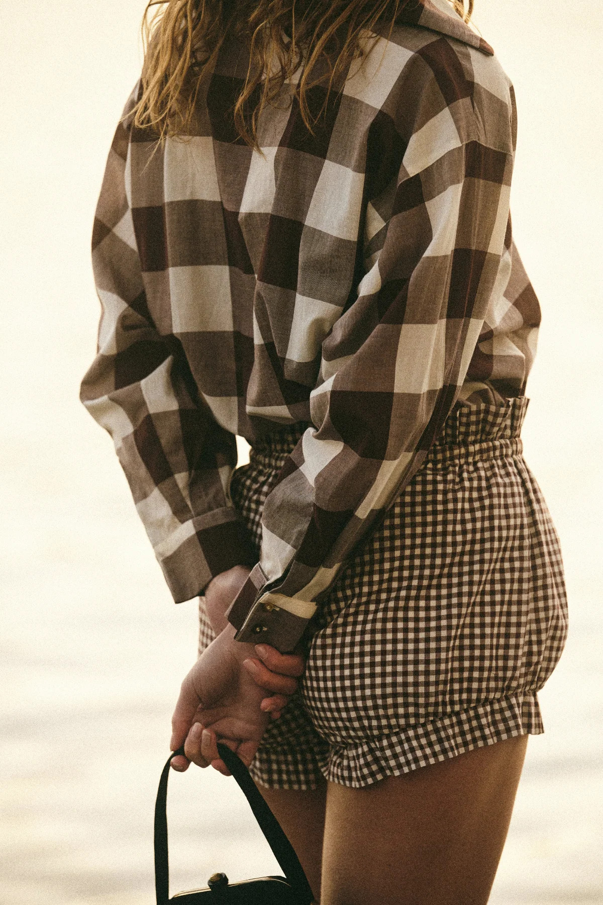 CALLIE SHORT - PETITE MOCHA GINGHAM | POSSE (US)