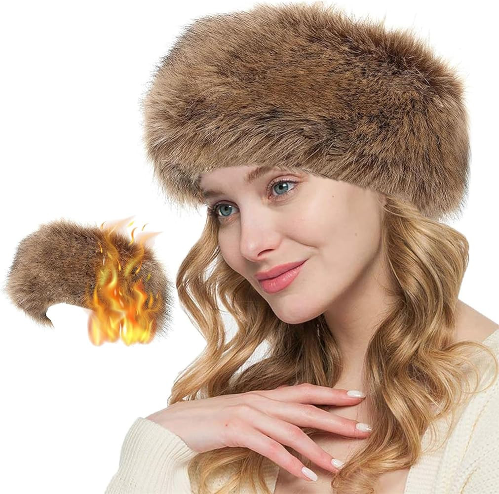 Loritta Womens Winter Headbands Faux Fur Headband Elastic Ear Warmers Furry Ear Muffs | Amazon (US)