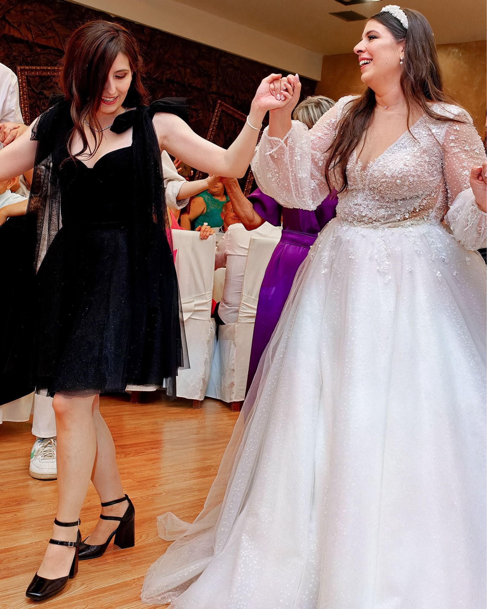 The outfit I wore to my best friend’s wedding party as her maid of honour.

After the ceremony I changed my outfit to a mini black glitter set to be able to dance freely. My ceremony dress was fabulous but it was floor length when wearing 9cm heels. I wore heels from 4pm to 1:30am but then changed to flats. I knew that ones I changed to flats I would step on my dress so I decided months in advance to change my outfit. 
After starting sewing I love creating clothes to wear to the most special days of my life and my best friend’s wedding was for sure a top 3! I made this black glittery dress but in May and I couldn’t wait to wear it. I’m so happy with how it turned out and I love how it shines!
Unfortunately I can’t link the exact product because it’s handmade but I found similar options for you 🥰

#LTKpartywear #LTKwedding #LTKeurope