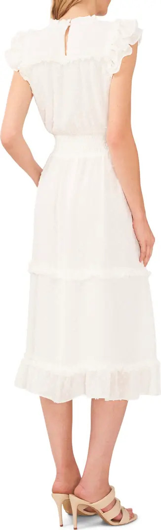 CeCe Clip Dot Flutter Sleeve Midi Dress | Nordstrom | Nordstrom