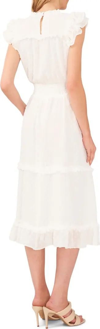 CeCe Clip Dot Flutter Sleeve Midi Dress | Nordstrom | Nordstrom