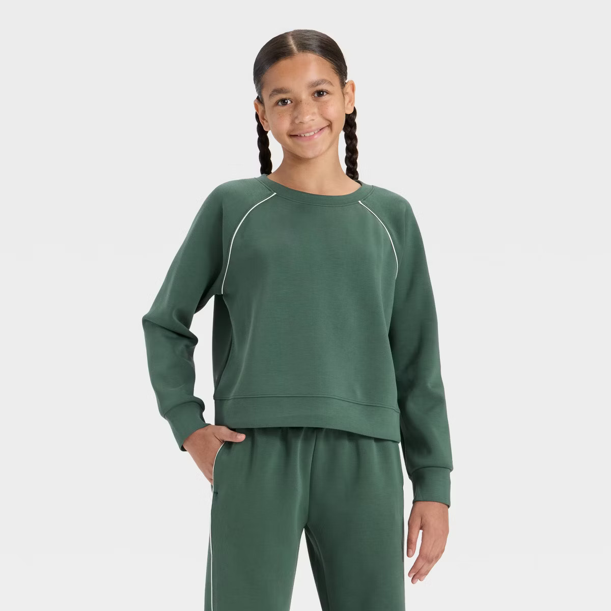 Girls' Airy Sleek Pullover Sweatshirt - All In Motion™ Blue M | Target