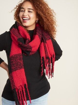 Patterned Bouclé-Knit Blanket Scarf for Women | Old Navy (CA)