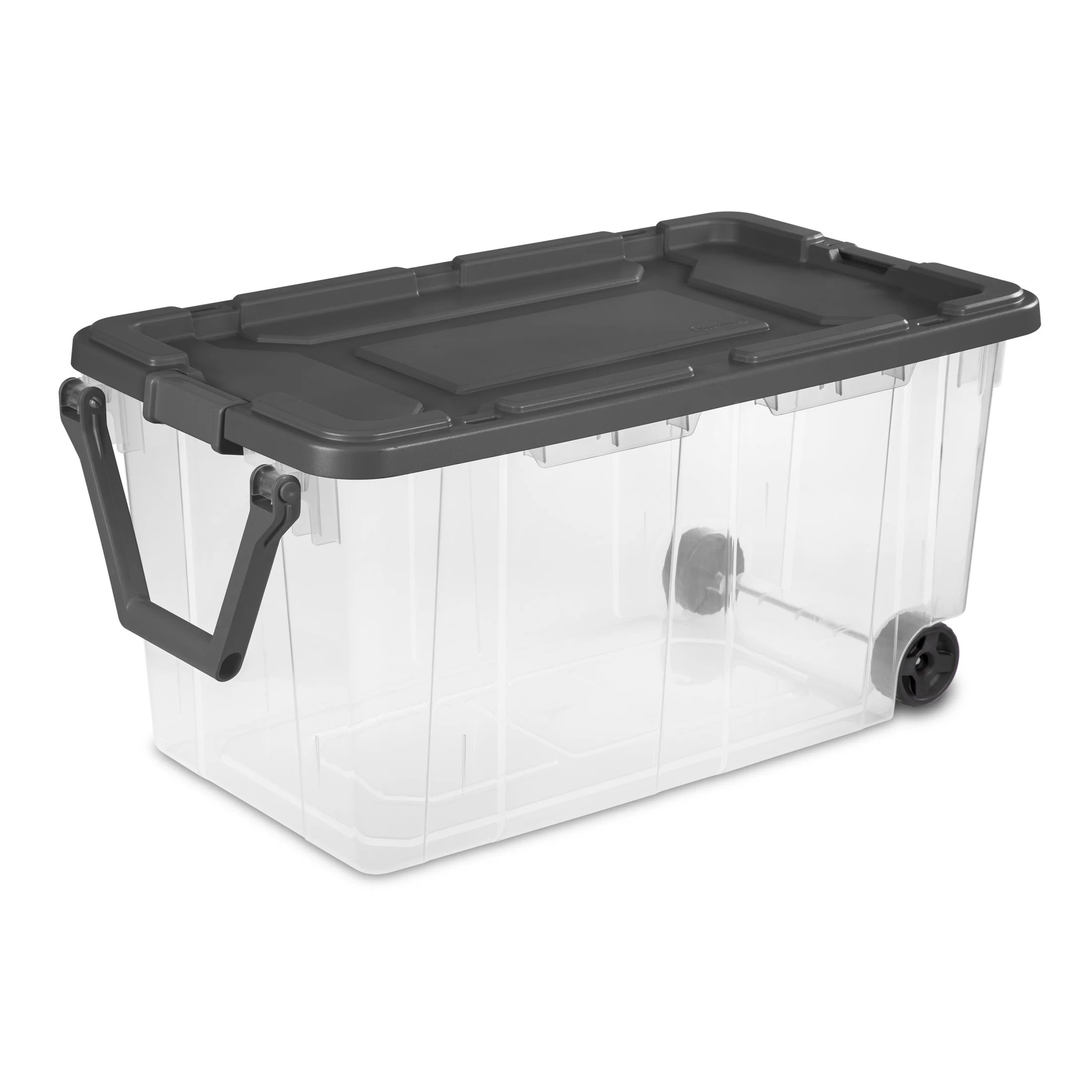 Sterilite 160 Quart Wheeled Stacker, Durable Clear Bin, Latch Lid and Pull Handle, Dark Gray | Walmart (US)