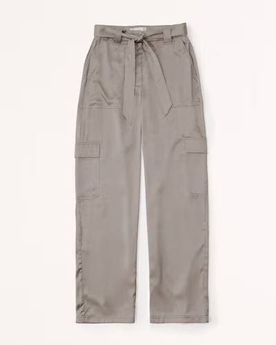 Belted Baggy Satin Cargo Pant | Abercrombie & Fitch (US)
