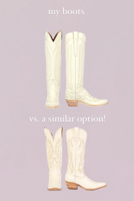 my cream cowboy boots boots (on top) vs. a similar option that’s more affordable! (on the bottom)

#LTKshoecrush #LTKstyletip #LTKMostLoved
