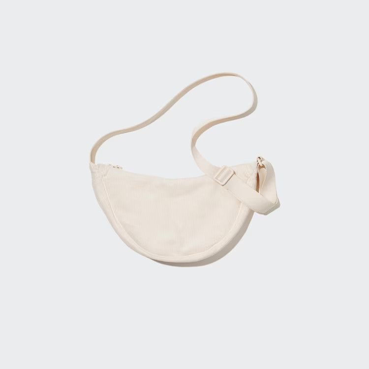 Corduroy Round Mini Shoulder Bag in Off White | UNIQLO (US)