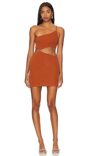 Kiana Mini Dress in Copper | Revolve Clothing (Global)