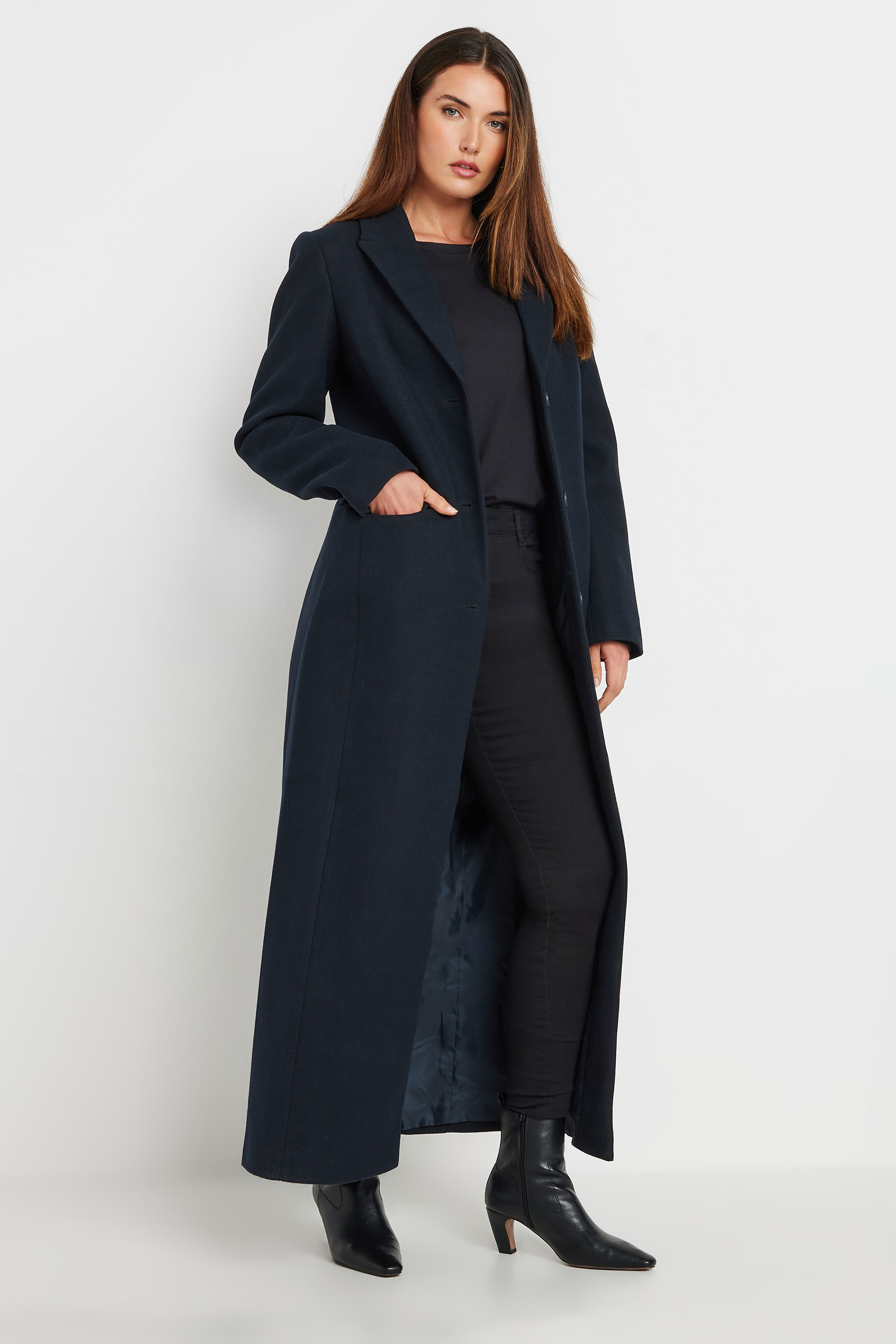 LTS Tall Navy Blue Maxi City Coat | Long Tall Sally