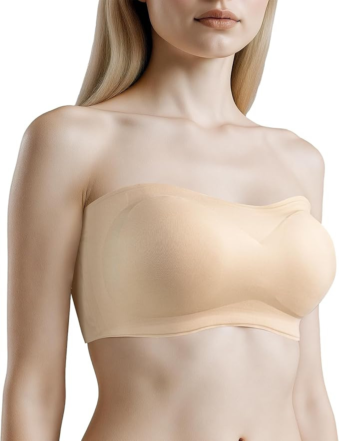 Wireless Strapless Bras for Women Wirefree Non Slip Invisible Seamless Padded Bandeau Bra Tube To... | Amazon (US)