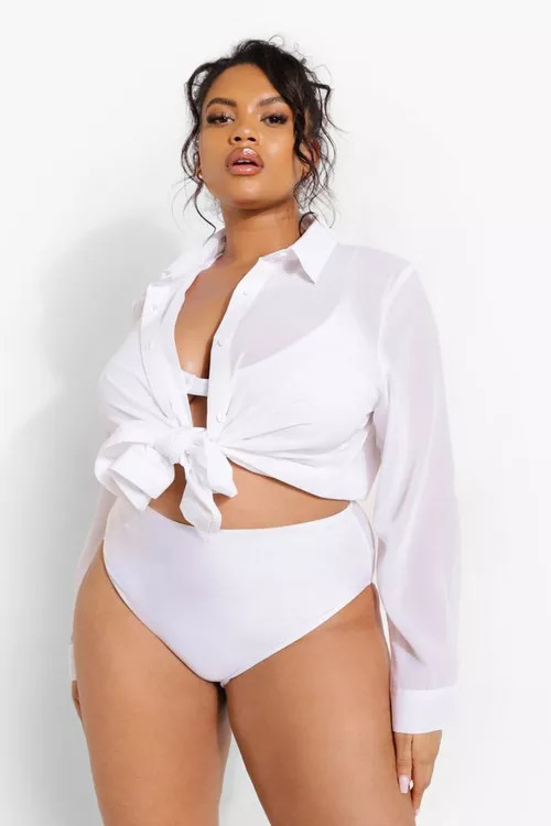 Plus Chiffon Beach Shirt | Boohoo.com (US & CA)