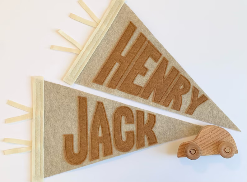 Block Name Pennant beige  Flag Baby Pennant  Wall Decor  - Etsy | Etsy (US)