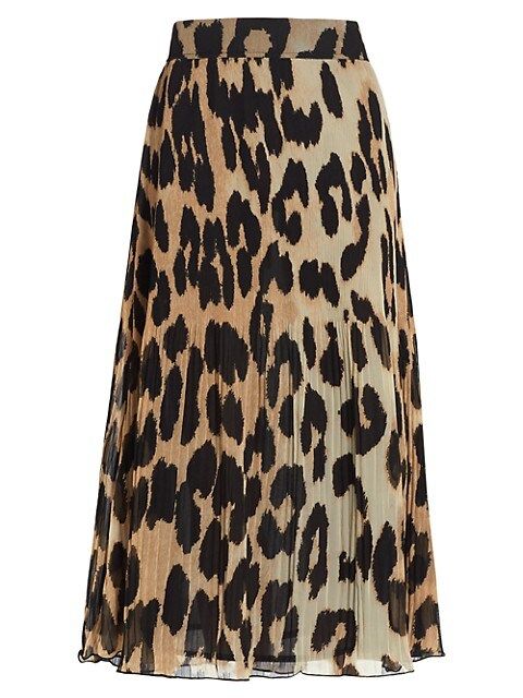 Leopard-Print Pleated Georgette Skirt | Saks Fifth Avenue