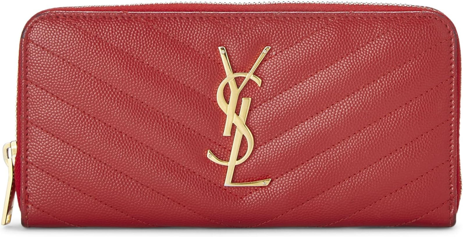 Amazon.com: Yves Saint Laurent, Pre-Loved Red Grainy Leather Zip Around Wallet, Red : Luxury Stor... | Amazon (US)