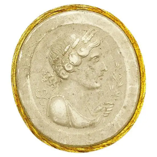 Gilt Grand Tour Plaster Intaglio with Bust of a Woman, 19th Century | 1stDibs