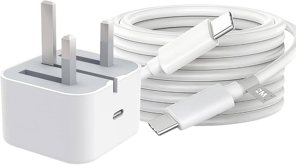 USB C Charger Cable 2M Type C to Type C iPhone USBC Plug UK 20W USB-C Power Adapter Compatible fo... | Amazon (UK)