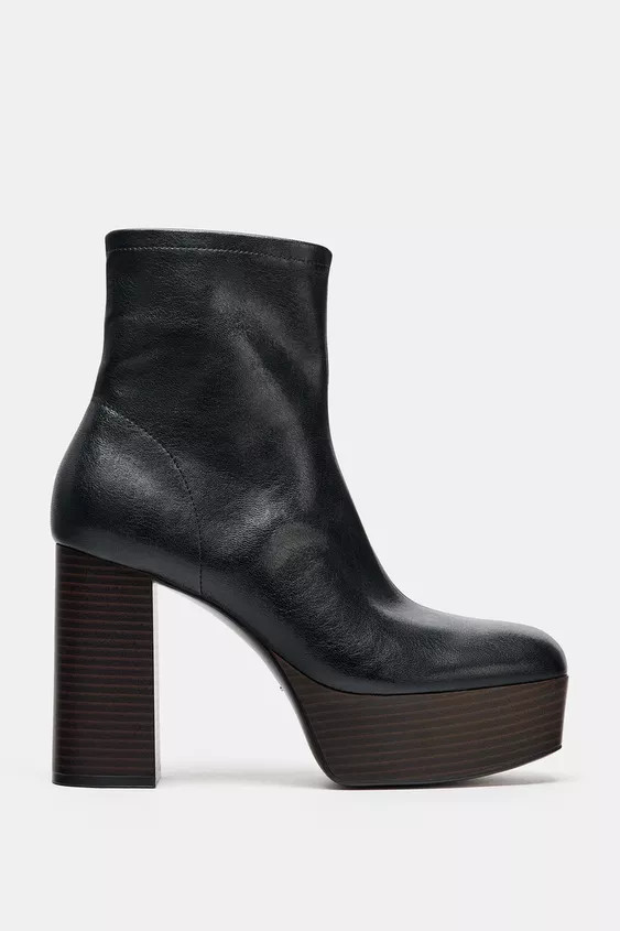 PLATFORM HEELED ANKLE BOOTS | Zara US