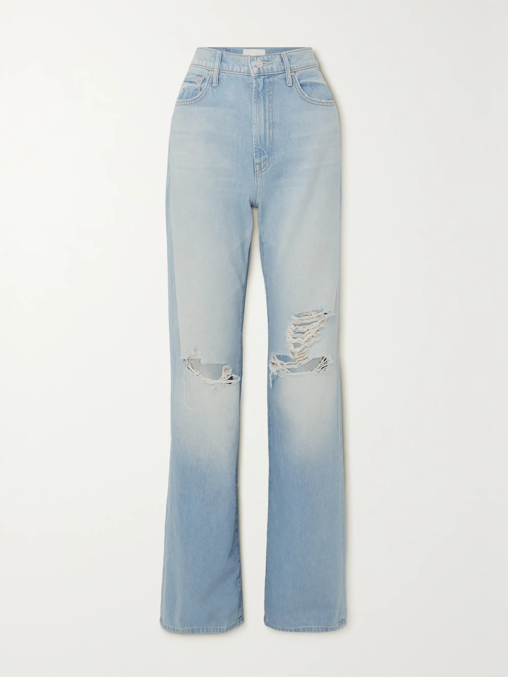 MOTHER + NET SUSTAIN The Maven Heel distressed high-rise straight-leg jeans | NET-A-PORTER | NET-A-PORTER (US)