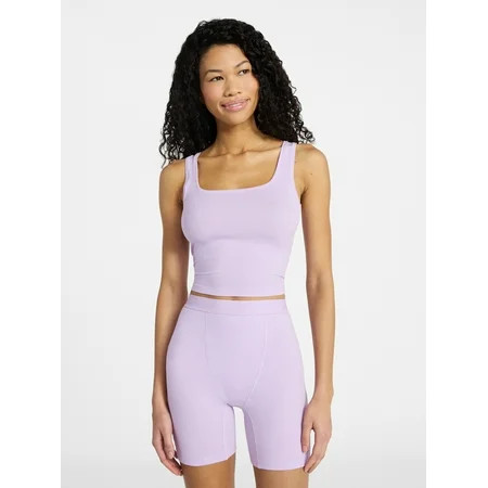 No Boundaries Cotton-Blend Ribbed Tank and Boxer Shorts Set 2-Piece Women’s XS-XXL | Walmart (US)