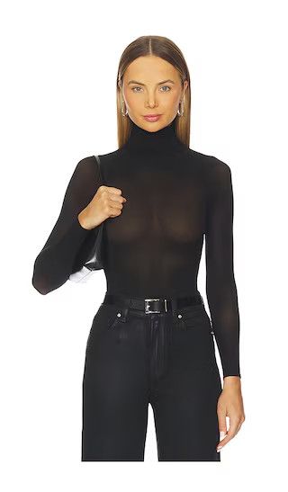 Ballet Sheer Turtleneck Bodysuit in Black | Revolve Clothing (Global)