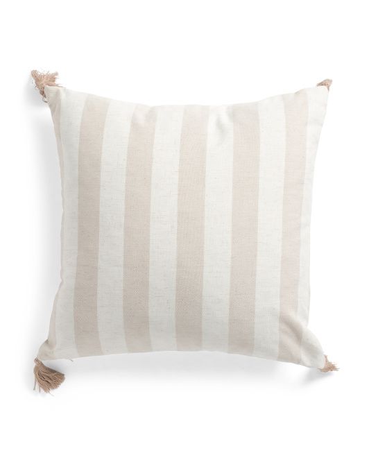 20x20 Stripe Reversible Linen Blend Pillow | TJ Maxx
