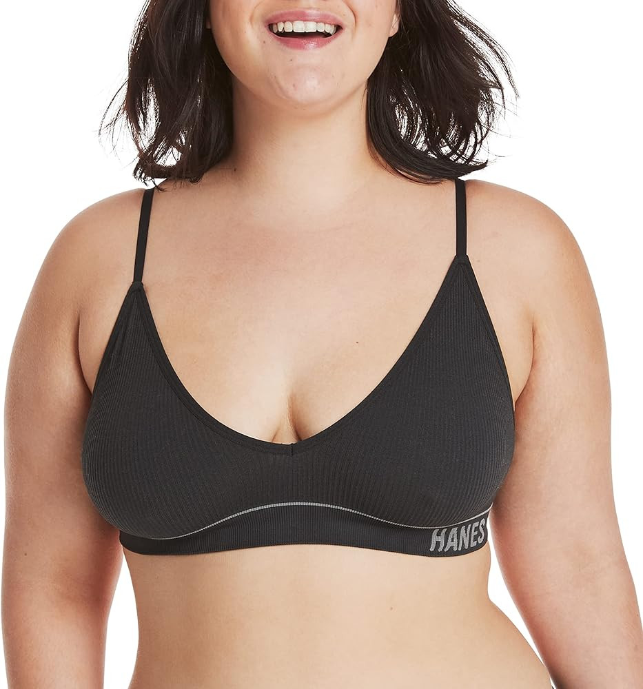Hanes Women's Originals Seamless Triangle Rib Bralette, Soft Ribbed Bra, ComfortFlex Fit | Amazon (US)