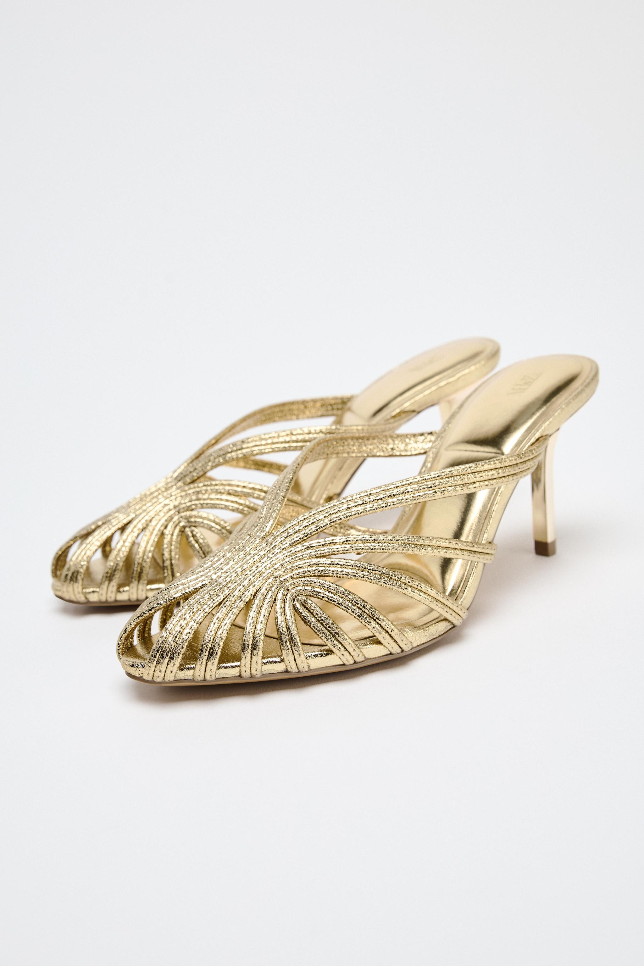 METALLIC HIGH HEEL SANDALS | Zara US