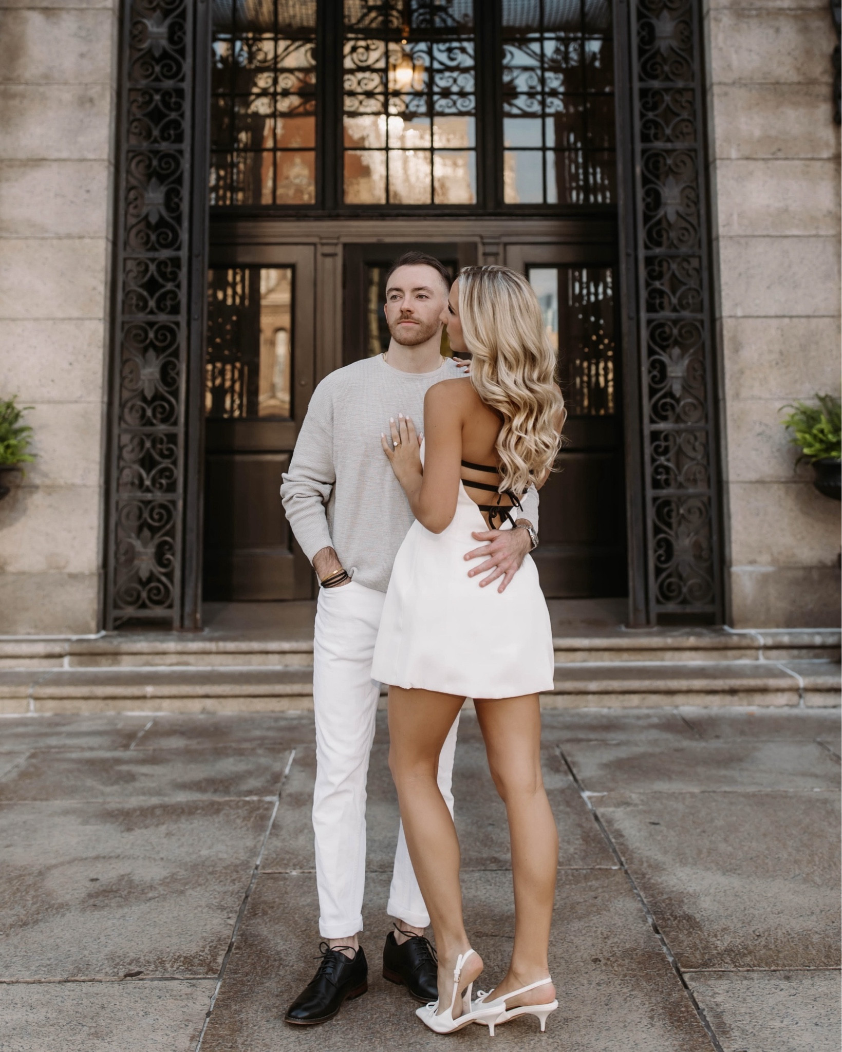 White engagement photos mini dress 🤍 

#LTKStyleTip #LTKBeauty #LTKWedding