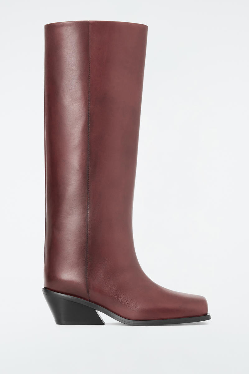 Square-Toe Leather Knee-High Boots | COS UK