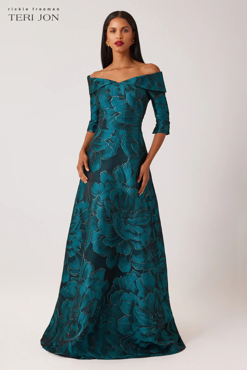Jacquard A-Line Formal Evening Skirt Gown | TERIJON