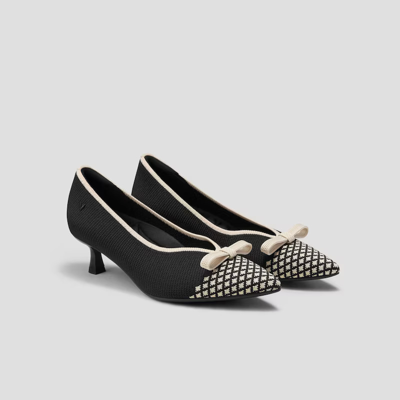 Pointed-Toe Bow Detailed Kitten Heels (Serena) | VIVAIA