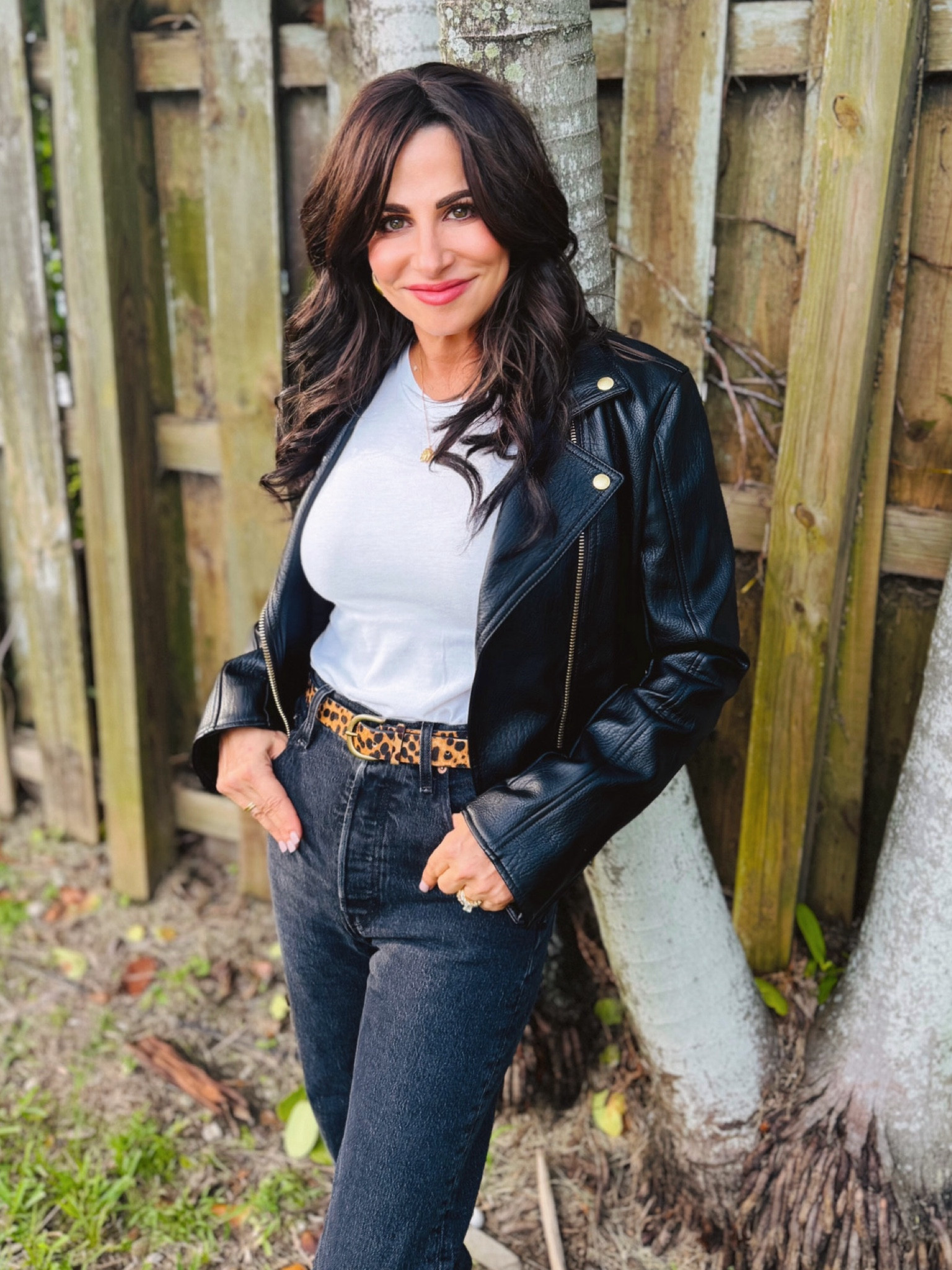 Can never go wrong with this look for Fall . Tee - sm , jeans 25 , jacket sm , belt dm . 

#LTKStyleTip #LTKSeasonal #LTKOver40