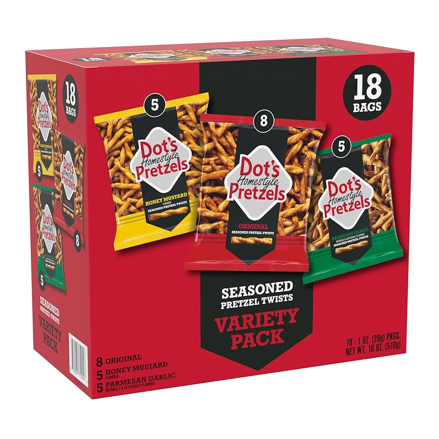Dot's Pretzels Variety Pack, Original, Honey Mustard, and Parmesan Garlic Twist Snack, 1oz Indivi... | Amazon (US)