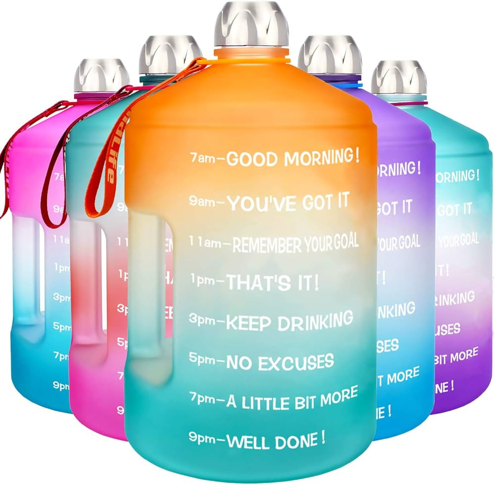 BuildLife 1 Gallon Water Bottle -Motivational Fitness Workout with Time Marker/Drink More Daily/Clea | Amazon (US)
