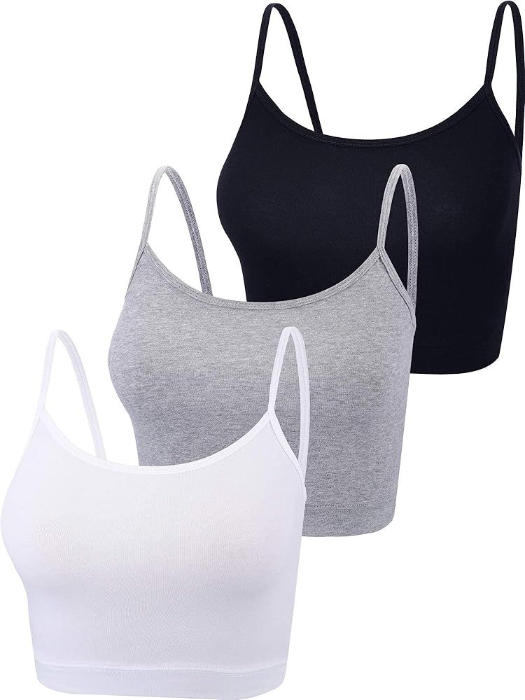 Boao 3 Pcs Crop Camisole Top Spaghetti Strap Tank Sleeveless Crop Tank Top for Women Sports | Amazon (US)