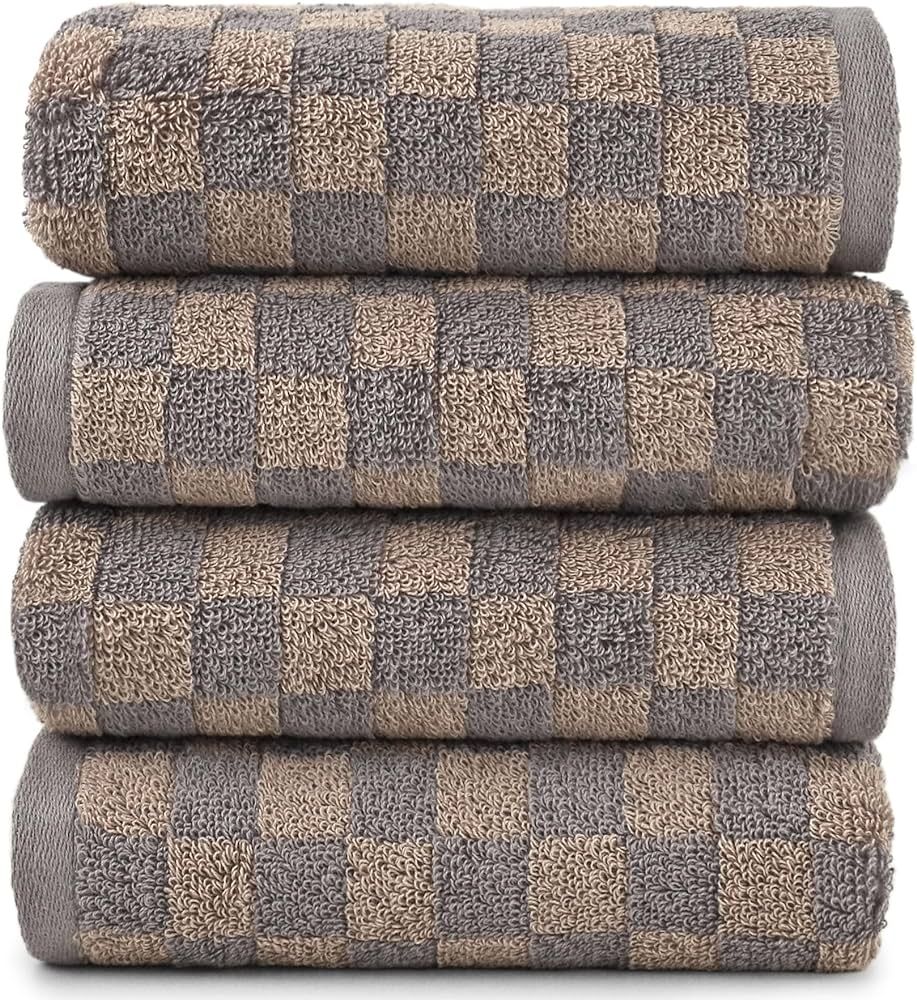 Jacquotha Soft Hand Towels 4 Pack - Checkered Towels for Bathroom Kitchen Spa Gym, 29” x 13”,... | Amazon (US)
