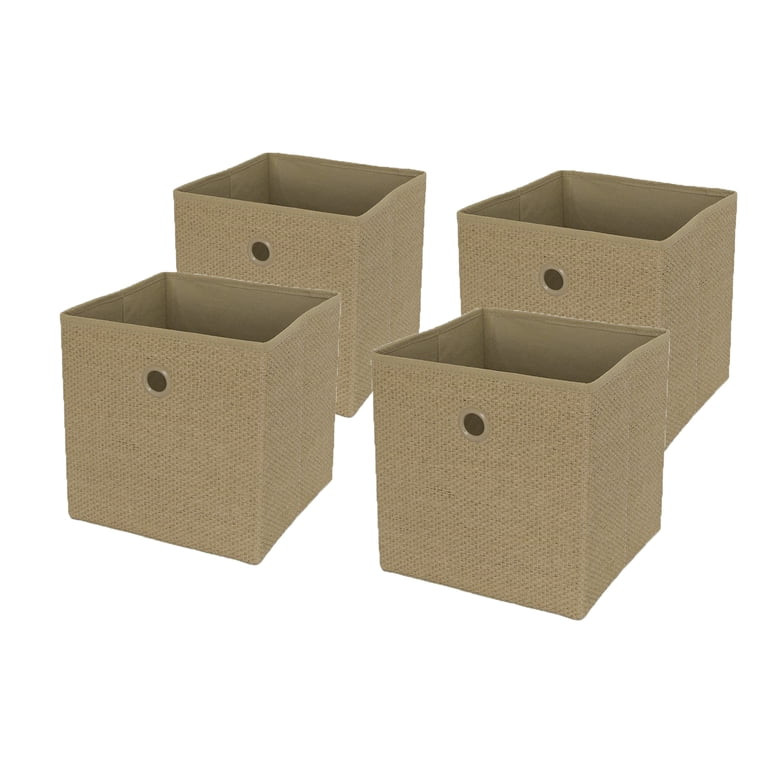 Mainstays Collapsible Weave Paper Texture Fabric Cube Storage Bin (10.5" x 10.5") - Light Brown 4... | Walmart (US)