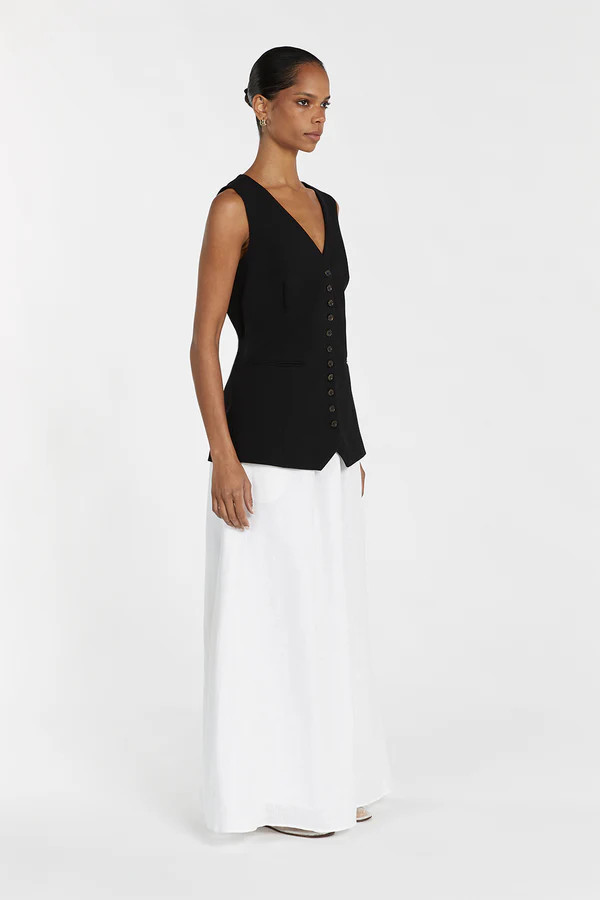 CELINE BLACK LONGLINE VEST | DISSH