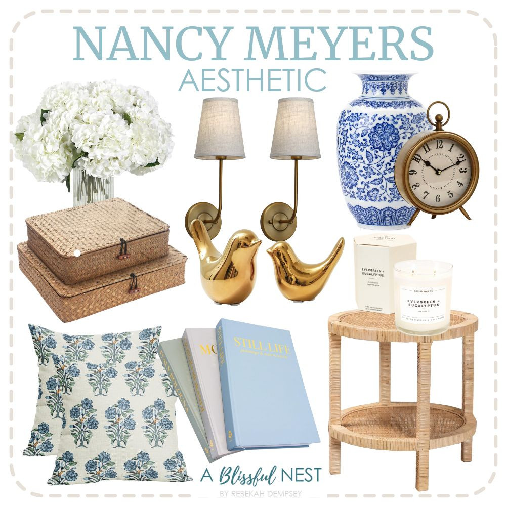 Giving effortless Nancy Meyers kitchen energy. Grab these finds today.
 Small bird statues, wall sconces with linen fabric shades, vintage table clock, decorative books, rattan end table, scented candle, chinoiserie vase, grandmillennial throw pillow, seagrass storage basket box, artificial hydrangea flowers. 

 #LTKHome #LTKFindsUnder50 #LTKFindsUnder100