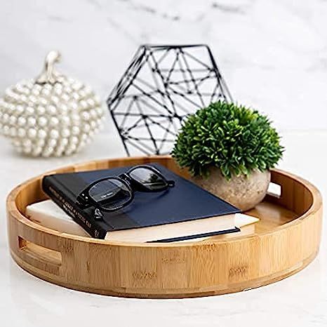 Decorative Coffee Table Tray by Coopers Grace, Wooden Round Serving Tray for Living Room, Round W... | Amazon (US)