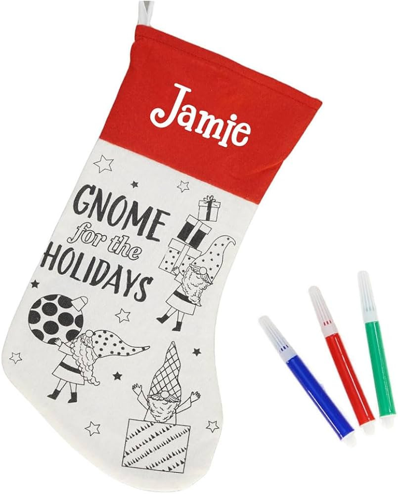 Personalized Coloring Christmas Stocking - Gnome Presents DIY Color Your Own Stocking Holiday Dec... | Amazon (US)