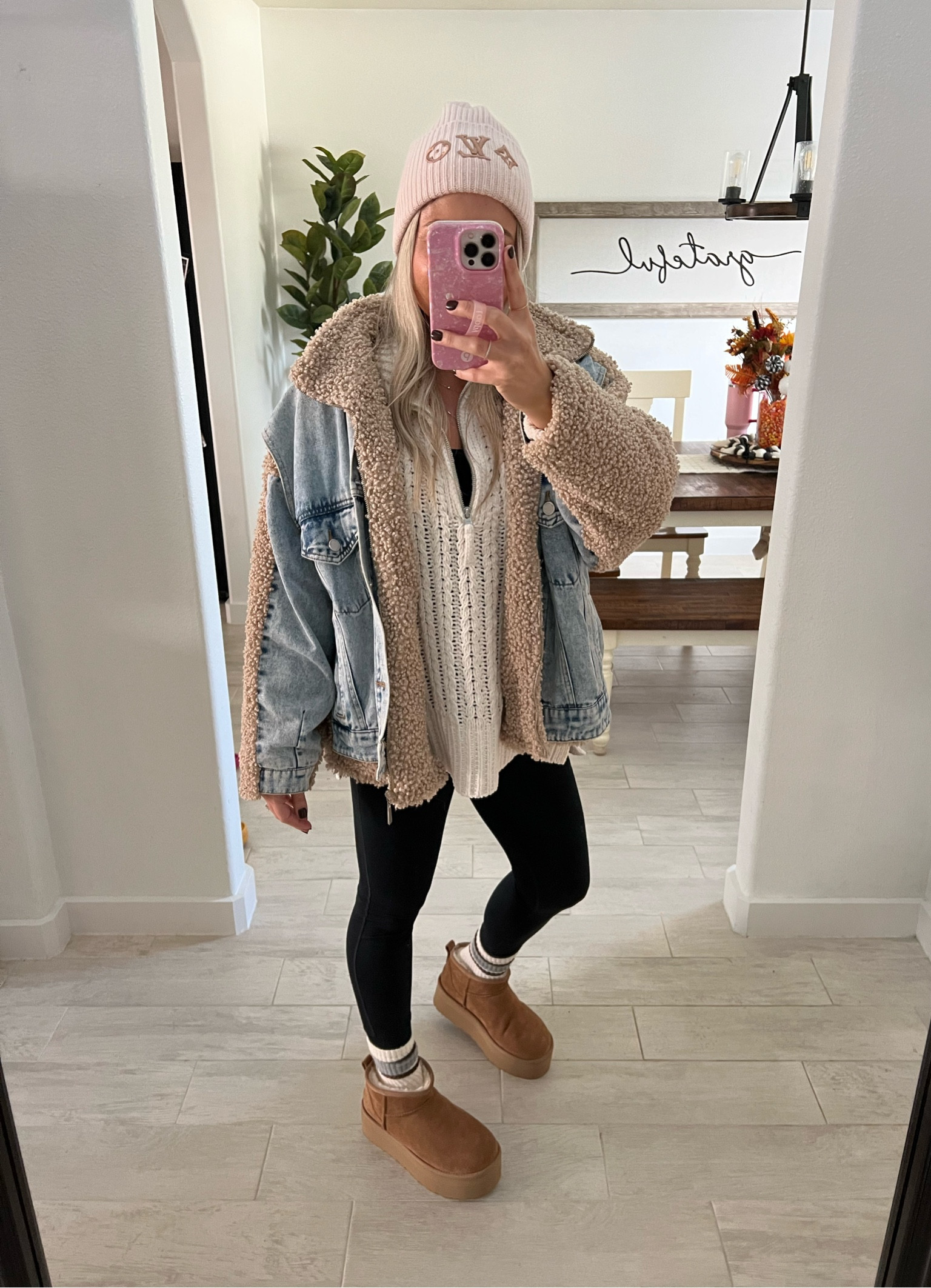 Sherpa denim jacket size xs
Lululemon align Leggings size 4
Comfy fall outfit 
Platform Ugg boots tts


#LTKShoeCrush #LTKFindsUnder50 #LTKFindsUnder100