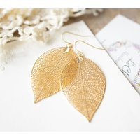 Gold Leaf Earrings Large Filigree Dangle Earrings, Nickel Free | Etsy (US)