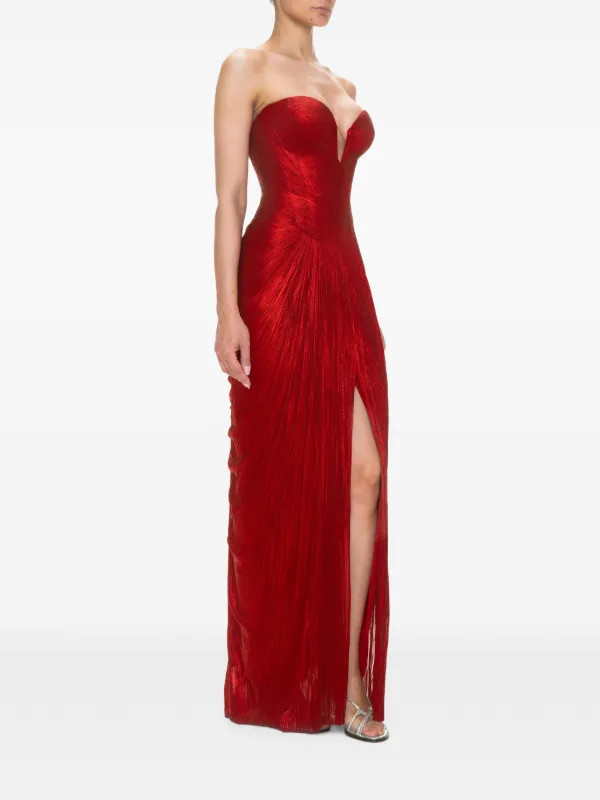 Noor pleated lace-up maxi dress | Farfetch Global