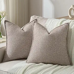 Pack of 2 Houndstooth Throw Pillow Covers 18x18 Inch Soft Chenille Gingham Textured Farmhouse Dec... | Amazon (US)