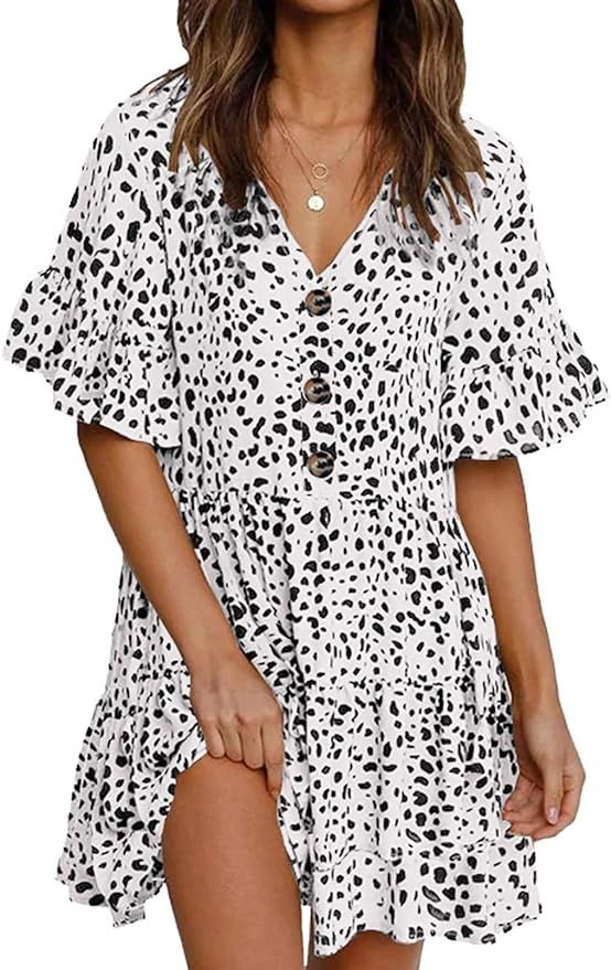 BLENCOT Womens Casual Loose Fitting Swing Summer Tunic Shift Dresses | Amazon (US)