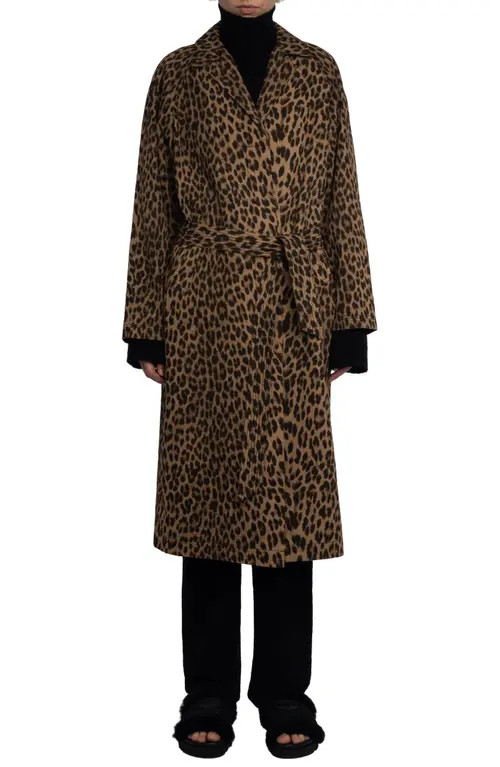 Zadig & Voltaire Mentle Leopard Print Cotton Trench Coat in Daim at Nordstrom, Size Small Regular | Nordstrom