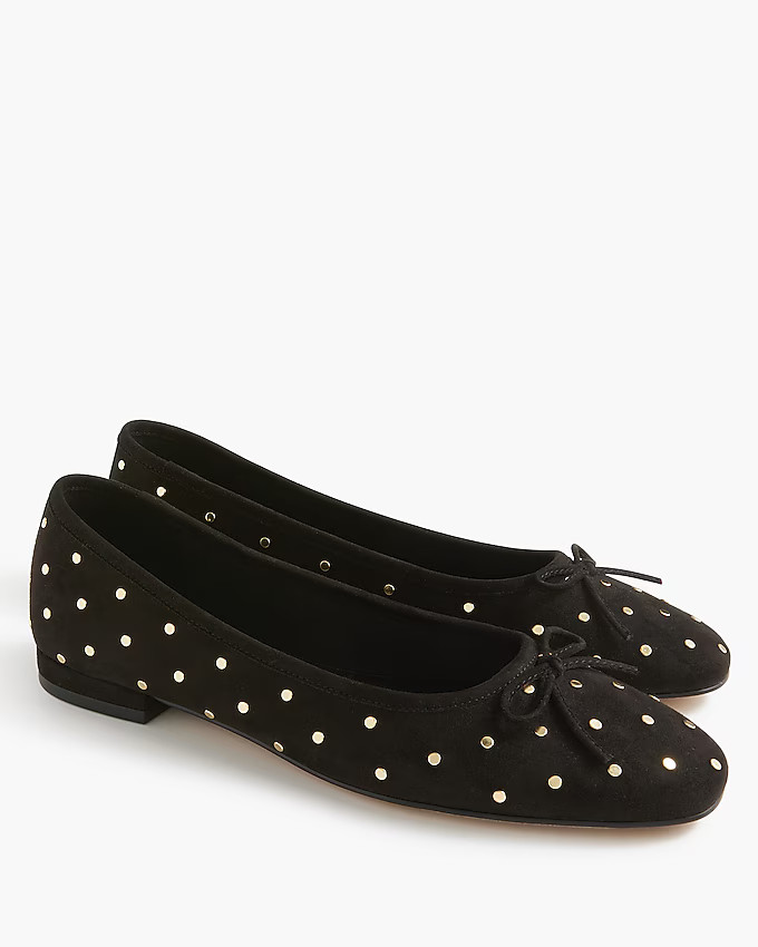 Faux-suede studded ballet flats | J.Crew Factory